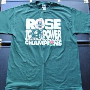Michigan State 2014 Rose Bowl Champion Short Sleeve Shirt Green Large